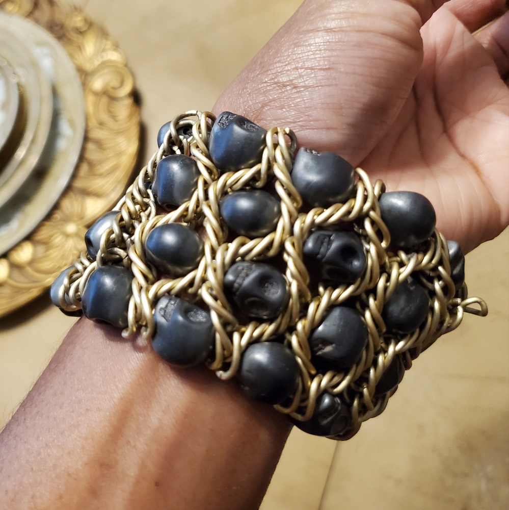 Black and Gold Skulls Bracelet